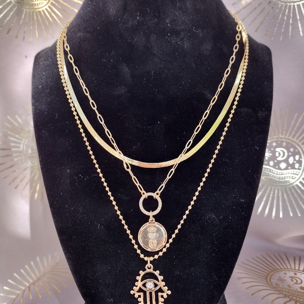 Hamsa evil eye charm necklace